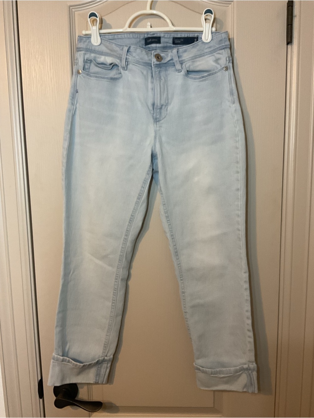 J. Jill Pale Blue High-Rise Cropped Jeans with Cuffed Hems